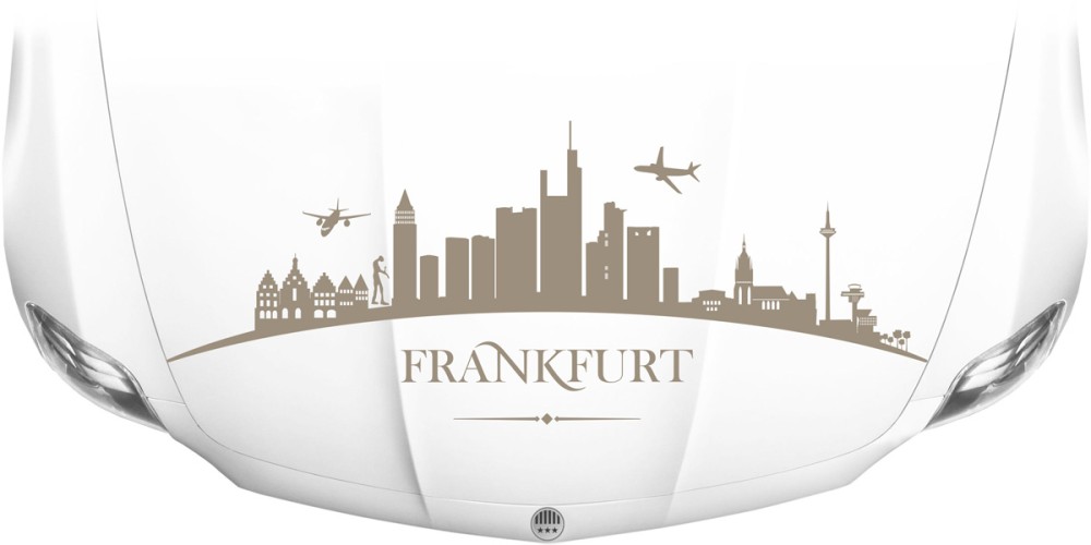 Skyline von Frankfurt als Aufkleber für die Motorhaube