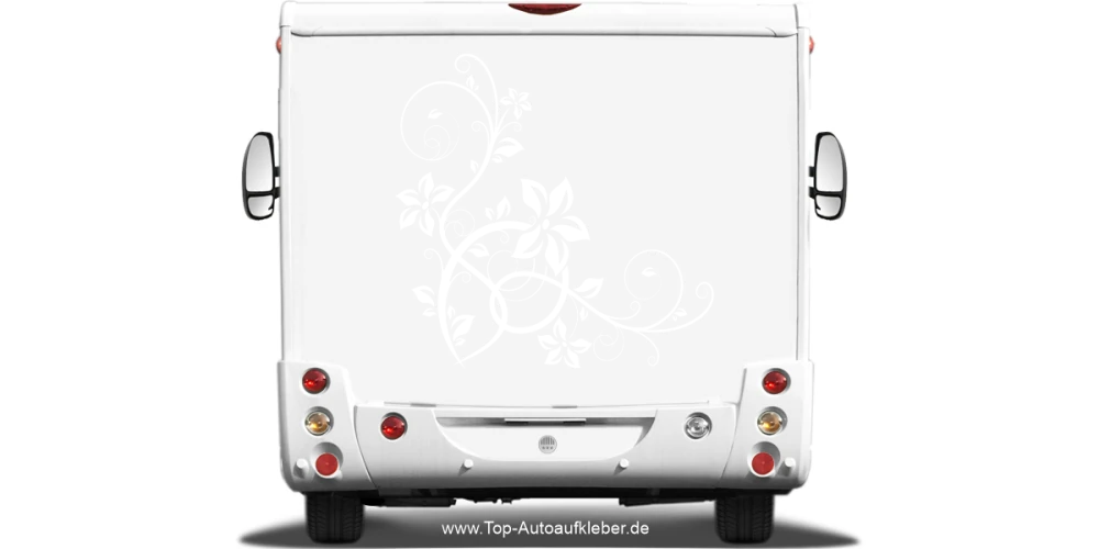 Aufkleber mit Stilvollem Ornament auf Heck von Wohnmobil oder Wohnwagen -  Ansicht Farbauswahl