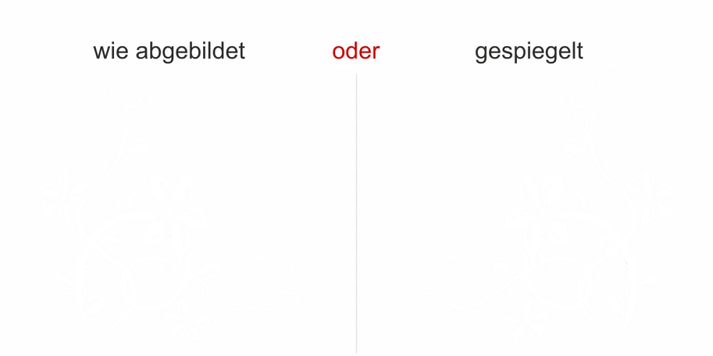 Aufkleber mit Stilvollem Ornament auf Heck von Wohnmobil oder Wohnwagen -  Ansicht Ausrichtung und Farbauswahl