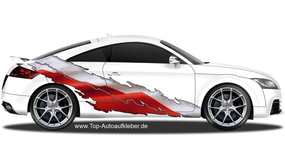 Autodekor Polnische Flagge auf Fahrzeugseite von PKW