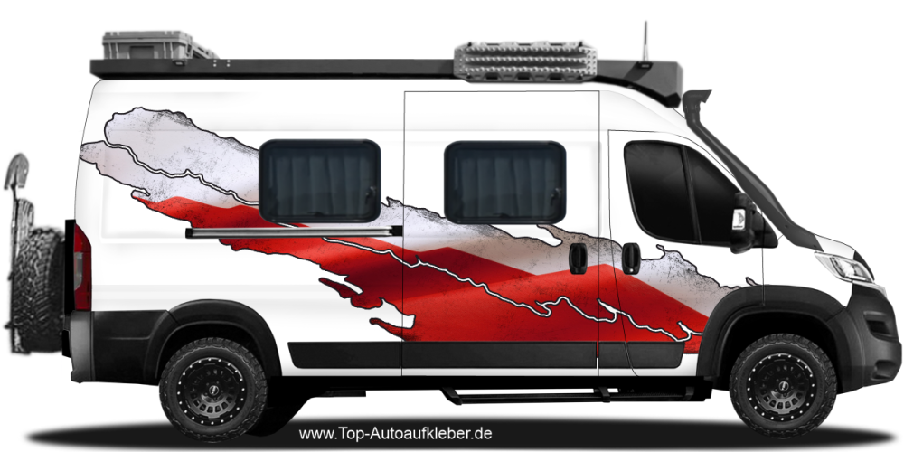 Autodekor Polnische Flagge auf Fahrzeugseite von Camper