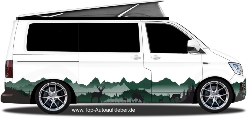 Wohnmobil Aufkleber Alpen Berge Landschaft Panorama Wild Tiere Reh Hirsch  Wohnwagen Caravan Camper WOMA - Der Dekor Aufkleber Shop