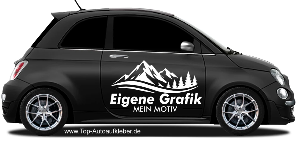 Seitenaufkleber Eigenes Motiv einfarbig - auf dunklem Auto - Ansicht Farbauswahl