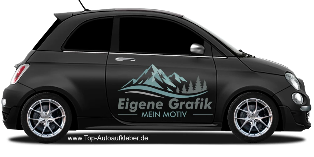 Seitenaufkleber Eigenes Motiv mehrfarbig auf dunklem Auto