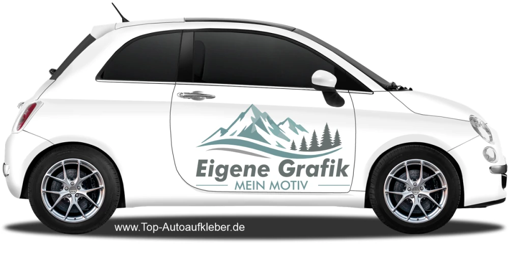 Seitenaufkleber Eigenes Motiv mehrfarbig auf hellem Auto