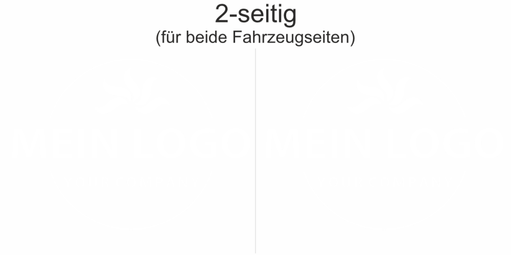 Seitenaufkleber Firmenlogo einfarbig - Ansicht Beispielbild mit Farbauswahl zweiseitig für beide Fahrzeugseiten