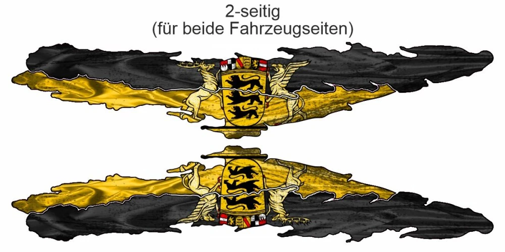 Flagge von Baden-Württemberg als Autoaufkleber | Set für beide Fahrzeugseiten