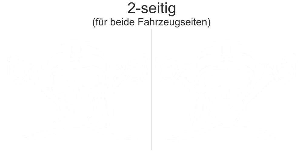 Seitenaufkleber Totenkopf mit gekreuzten Schwertern - Ansicht Farbauswahl