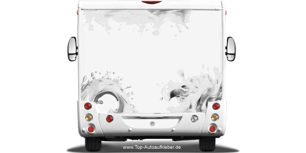 Splash Aufkleber auf hellem Camper -  Ansicht Farbauswahl