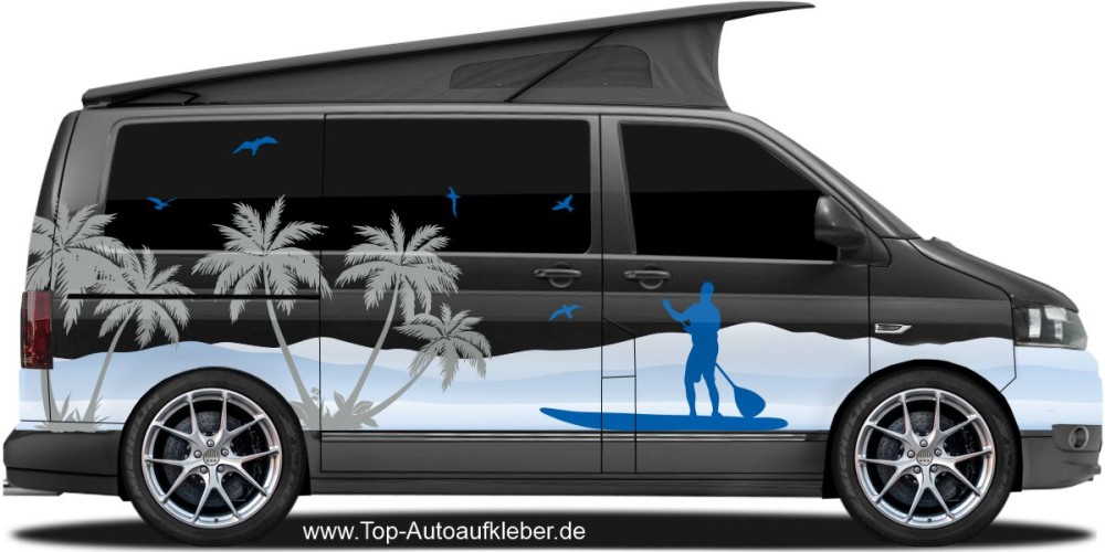 Stand Up Paddling Camper Aufkleber | Set für beide Fahrzeugseiten