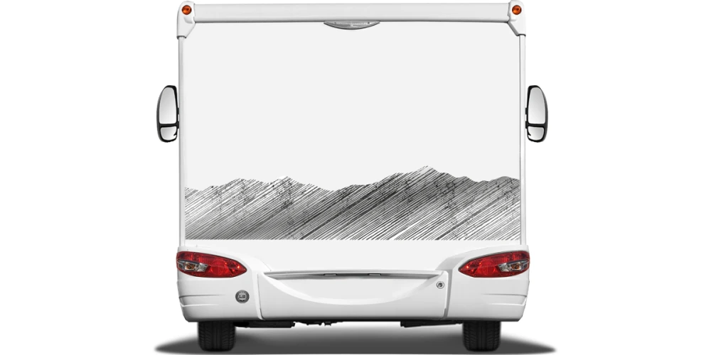 Wohnmobil Aufkleber Bergwelt Schraffur