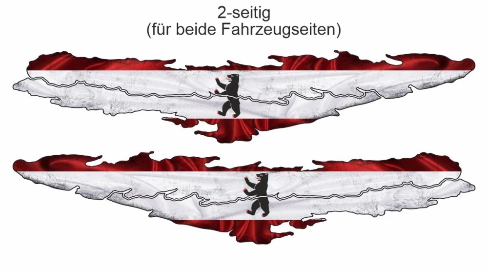 Aufkleber Flagge Berlin | Für beide Fahrzeugseiten