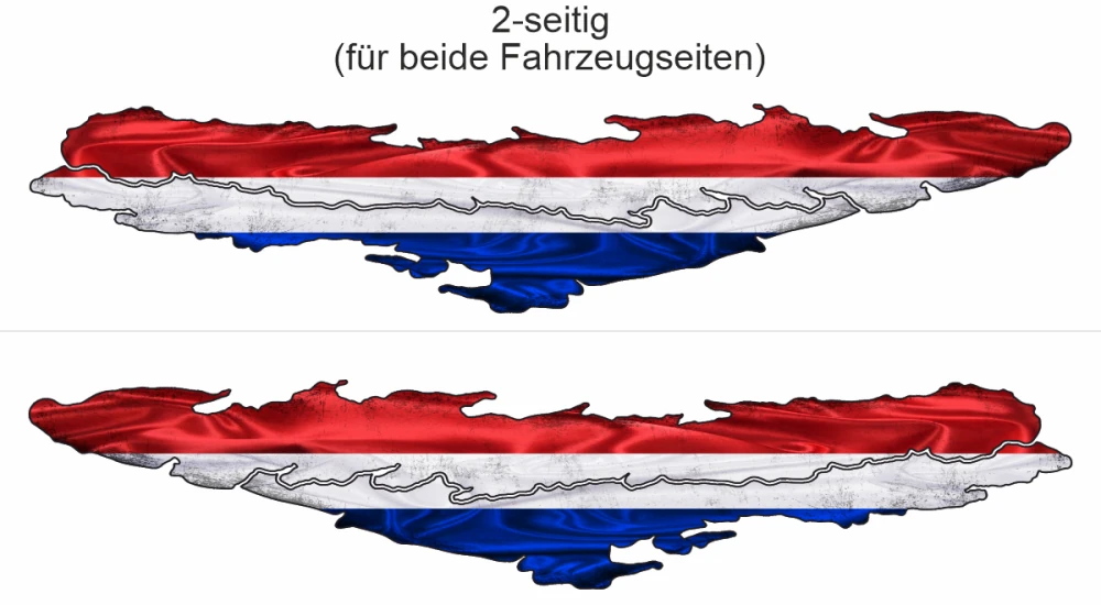 Die Flagge von Holland als Aufkleber - Ansicht zweiseitig für beide Fahrzeugseiten