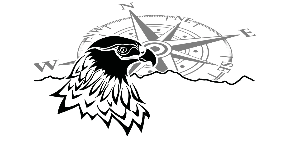 Wohnwagendekor mit Adler und Kompass in 2 Farben