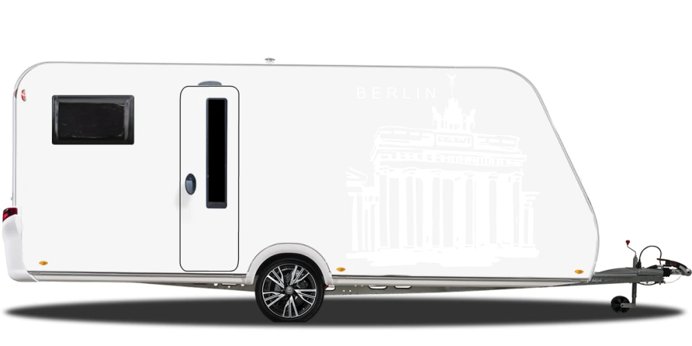 Brandenburger Tor auf hellem Wohnwagen - Ansicht Farbauswahl Brandenburger Tor auf hellem Wohnwagen - Ansicht Farbauswahl