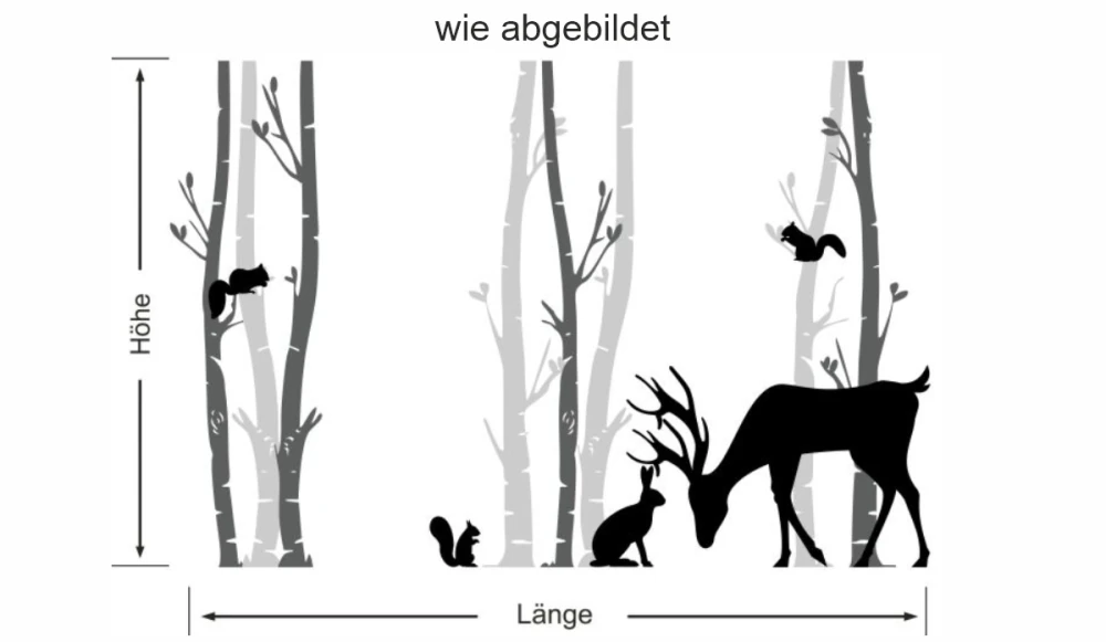 Wohnmobilaufkleber Birkenwald - Ansicht Ausrichtung Wohnmobilaufkleber Birkenwald - Ansicht Ausrichtung