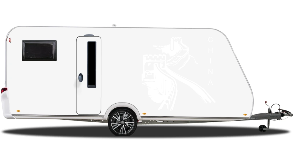 Wohnmobilaufkleber Chinesische Mauer auf hellem Wohnwagen - Ansicht Farbauswahl Wohnmobilaufkleber Chinesische Mauer auf hellem Wohnwagen - Ansicht Farbauswahl