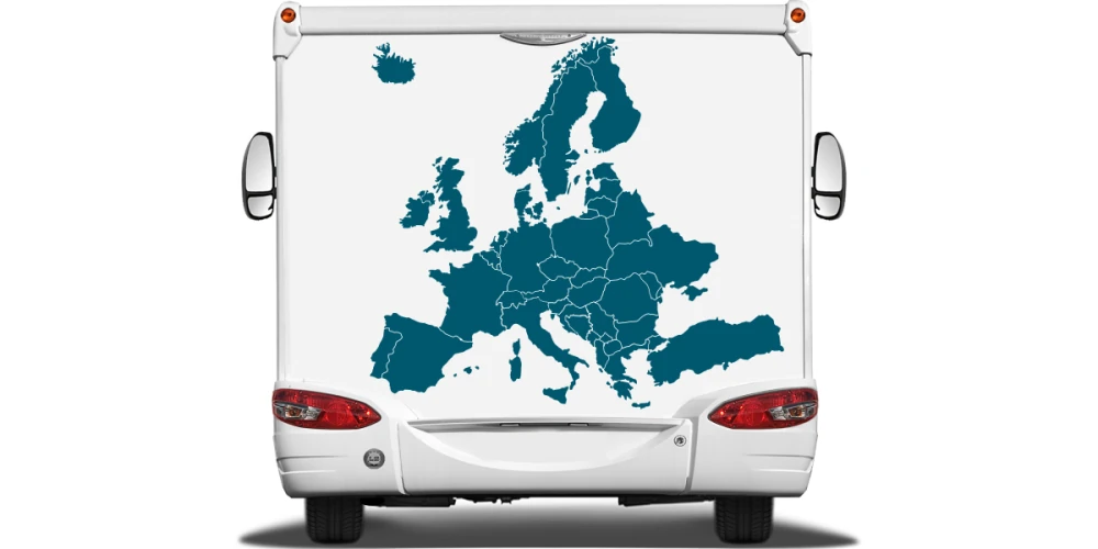 Wohnmobilaufkleber Europa Karte in vielen Größen und Farben