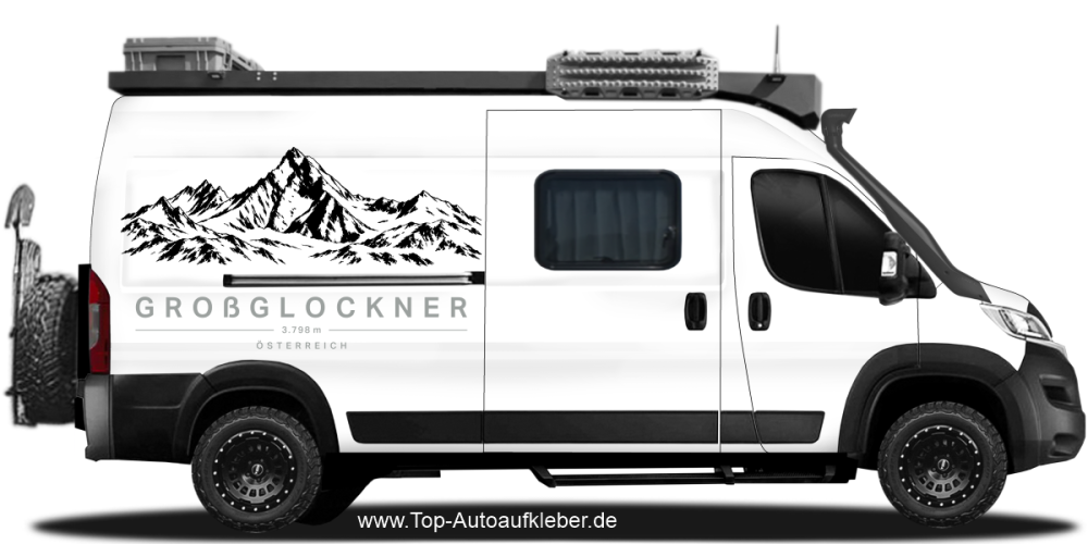 Wohnmobilaufkleber Großglockner auf hellem Campervan