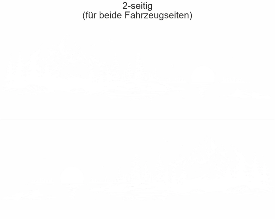 Wohnmobilaufkleber Landschaft mit Bergsee - Ansicht zweiseitig für beide Fahrzeugseiten und Farbauswahl