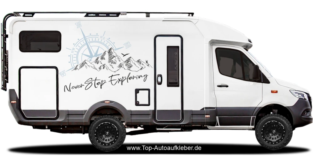 Wohnmobilaufkleber Never Stop Exploring