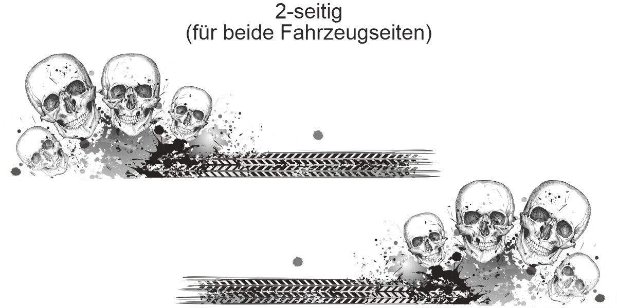 Wohnmobilaufkleber Skulls und Farbkleckse | Set für beide Fahrzeugseiten