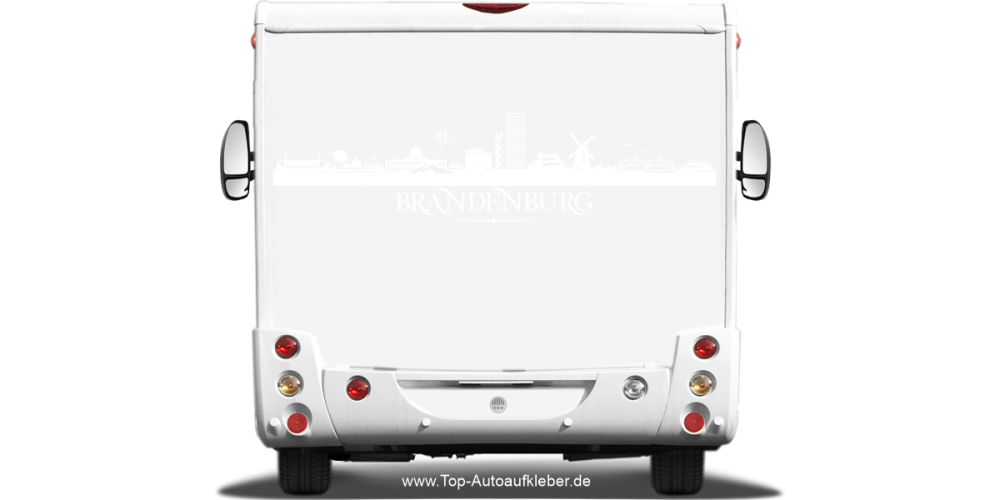 Wohnmobilaufkleber Skyline Brandenburg auf hellem Wohnmobil - Ansicht Farbauswahl