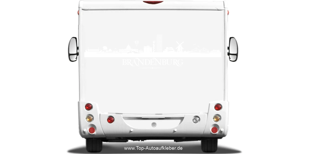 Wohnmobilaufkleber Skyline Brandenburg auf hellem Wohnmobil - Ansicht Farbauswahl