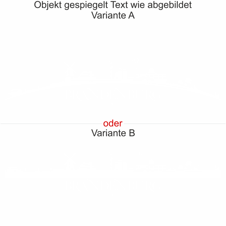 Wohnmobilaufkleber Skyline Brandenburg - gespiegelt - Text wie abgebildet - Ansicht Farbauswahl - Varianten A und B