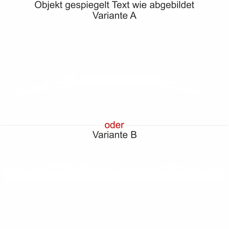 Wohnmobilaufkleber Skyline Mecklenburg-Vorpommern - gespiegelt - Text wie abgebildet - Ansicht Farbauswahl - Varianten A und B