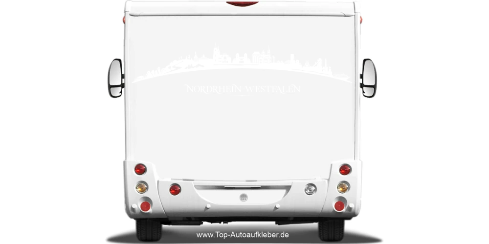 Wohnmobilaufkleber Skyline von Nordrhein-Westfalen auf hellem Wohnmobil - Ansicht Farbauswahl