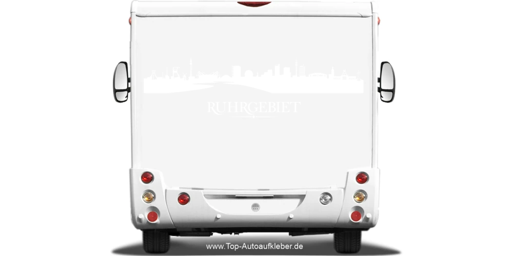 Wohnmobilaufkleber Skyline Ruhrgebiet  auf hellem Wohnmobil - Ansicht Farbauswahl
