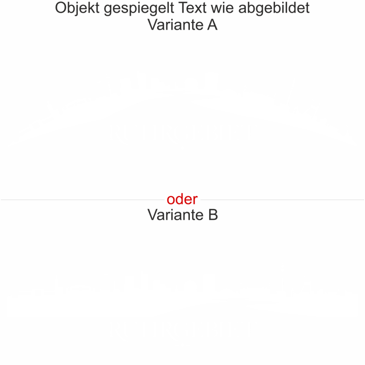 Wohnmobilaufkleber Skyline Ruhrgebiet - gespiegelt - Text wie abgebildet - Ansicht Farbauswahl - Varianten A und B