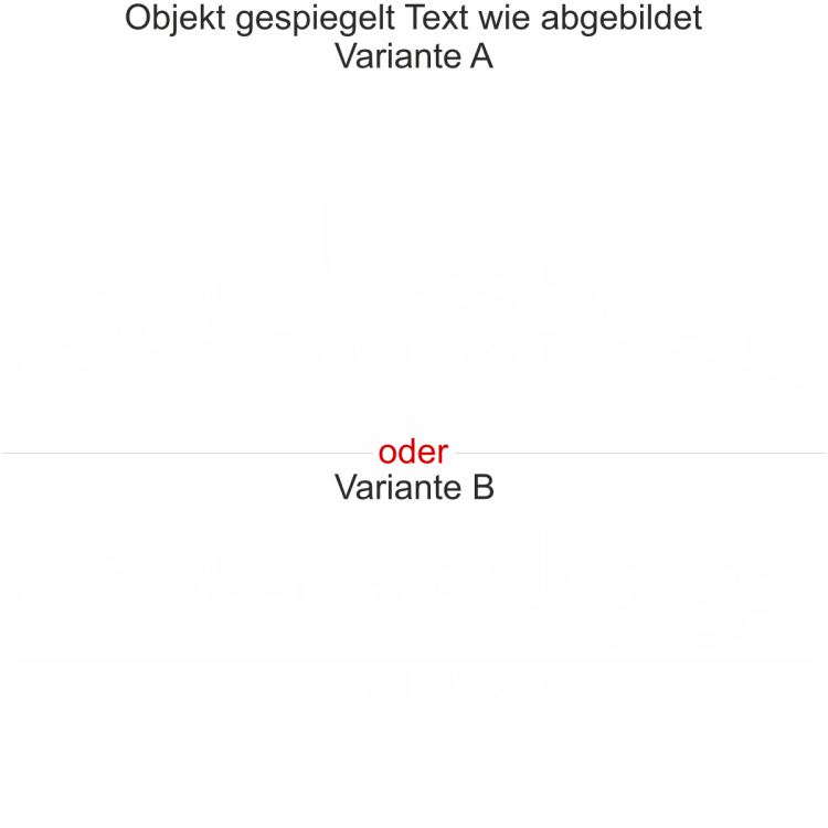 Wohnmobilaufkleber Skyline Saarland - gespiegelt - Text wie abgebildet - Ansicht Farbauswahl - Varianten A und B