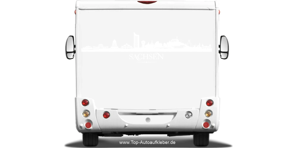 Wohnmobilaufkleber Skyline Sachsen auf hellem Wohnmobil - Ansicht Farbauswahl