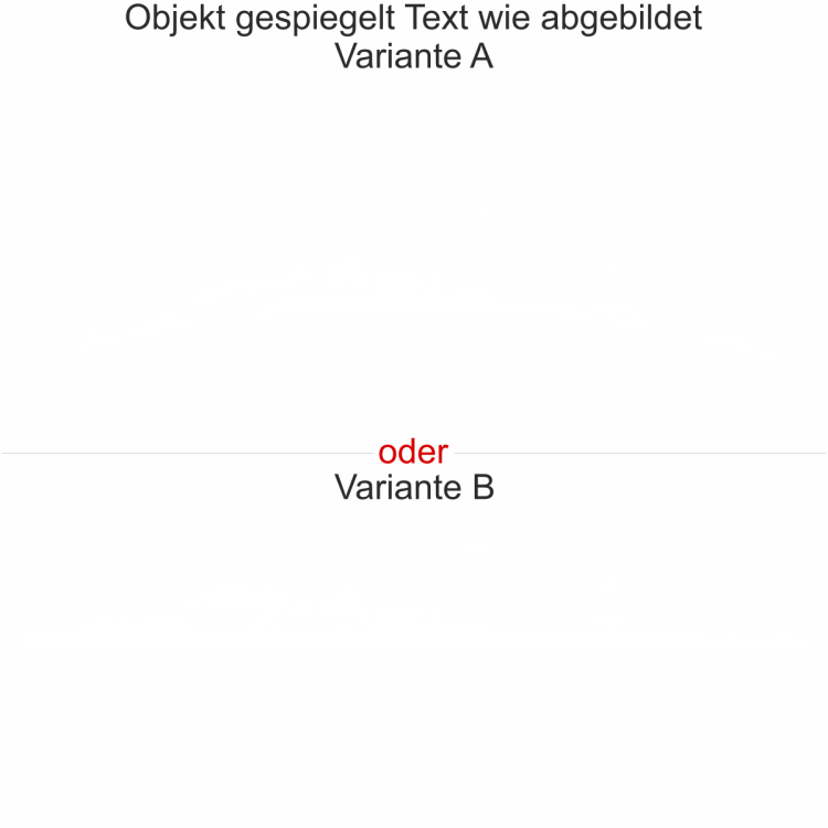 Wohnmobilaufkleber Skyline Sachsen - gespiegelt - Text wie abgebildet - Ansicht Farbauswahl - Varianten A und B