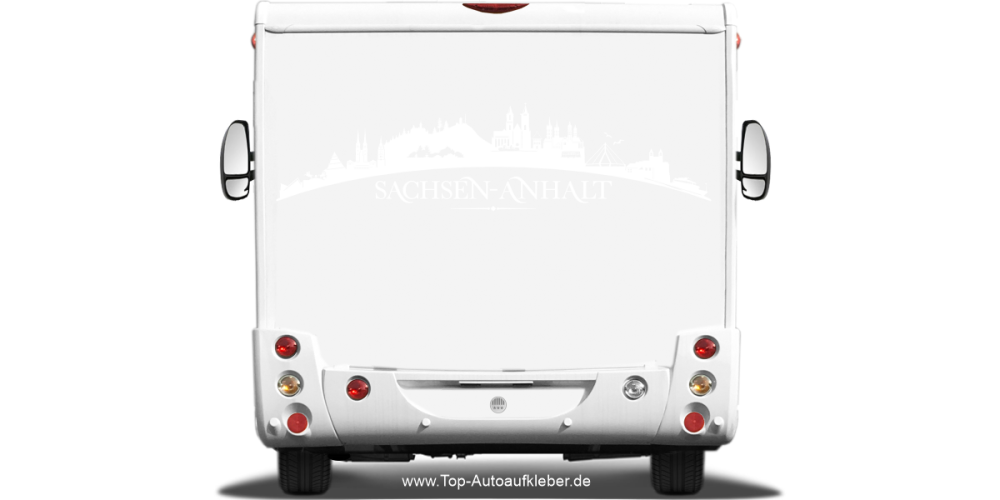 Wohnmobilaufkleber Skyline Sachsen-Anhalt auf hellem Wohnmobil - Ansicht Farbauswahl