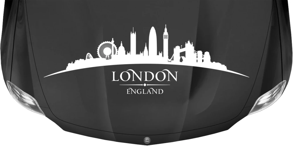 Wohnmobilaufkleber Skyline von London auf dunkler Motorhaube - Ansicht Farbauswahl Wohnmobilaufkleber Skyline von London auf dunkler Motorhaube - Ansicht Farbauswahl