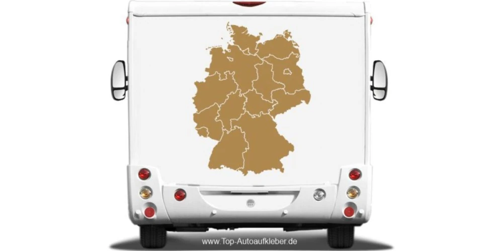 Wohnmobildekor Deutschland Karte auf Wohnmobil Heck