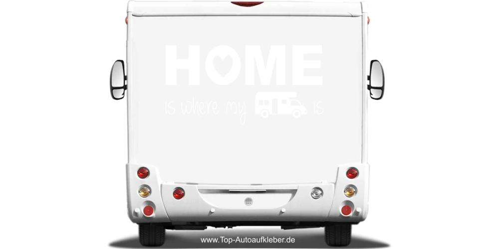 Wohnmobildekor Home auf hellem Heck - Ansicht Farbauswahl Wohnmobildekor Home auf hellem Heck - Ansicht Farbauswahl