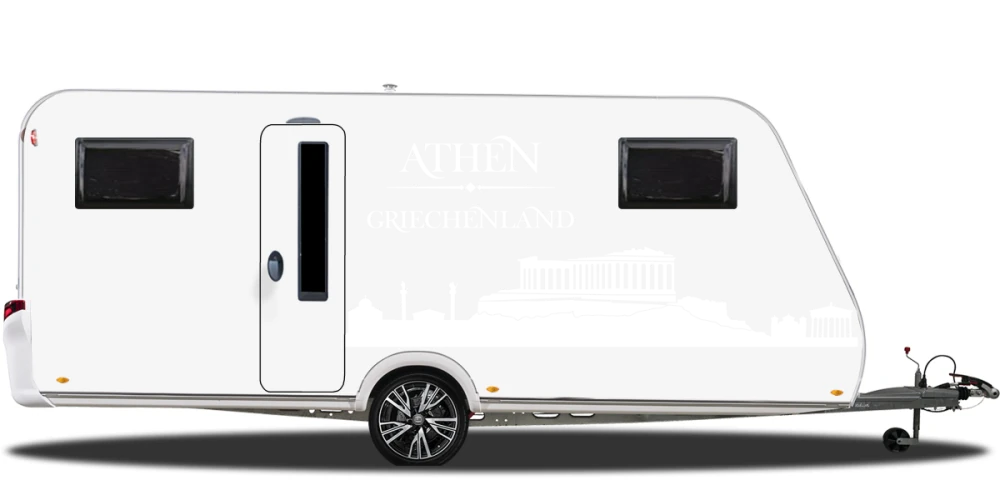 Wohnmobilsticker Skyline Athen auf hellem Wohnwagen - Ansicht Farbauswahl Wohnmobilsticker Skyline Athen auf hellem Wohnwagen - Ansicht Farbauswahl