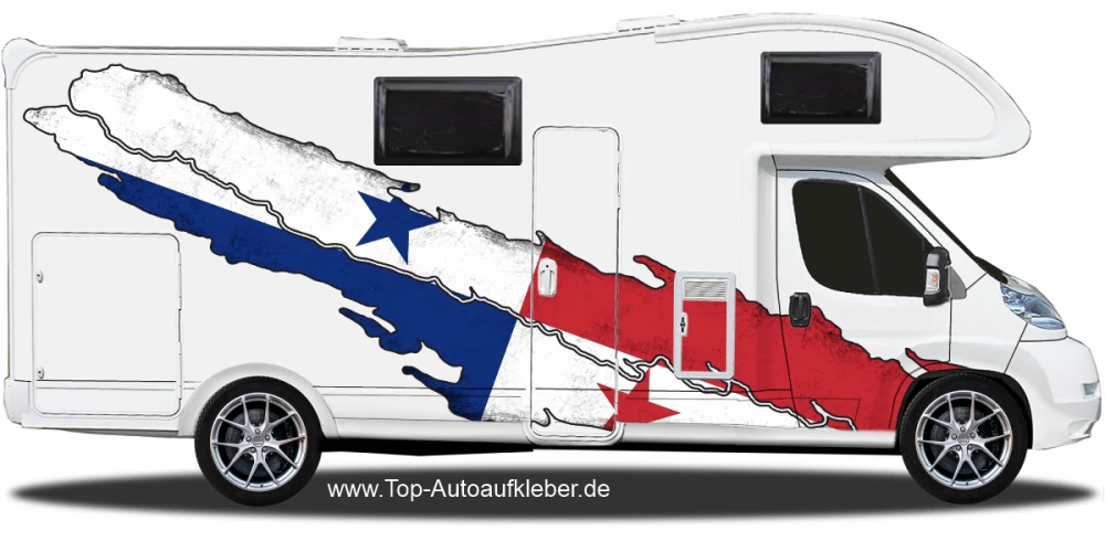 Wohnmobilsticker Flagge von Panama auf Fahrzeugseite von Wohnmobil