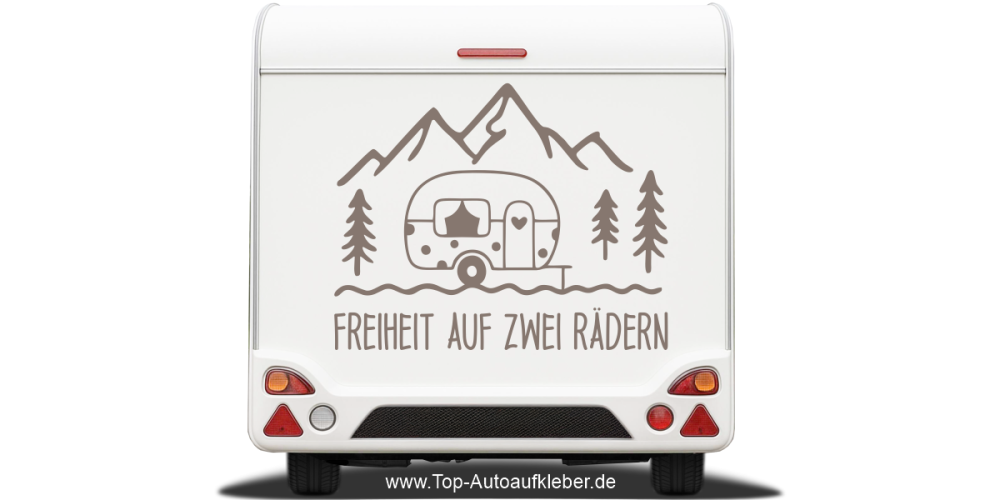 Wohnwagenaufkleber Freiheit auf zwei Rädern
