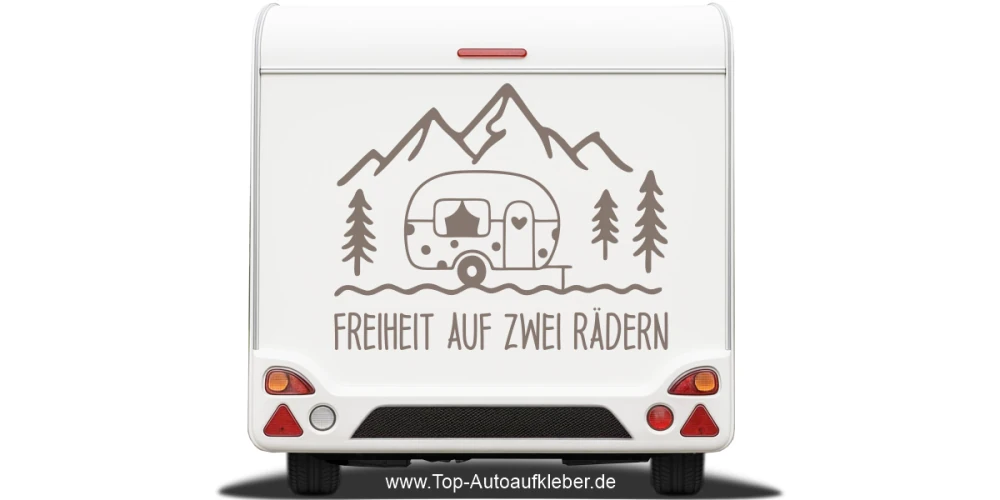 Wohnwagenaufkleber Freiheit auf zwei Rädern Wohnwagenaufkleber Freiheit auf zwei Rädern