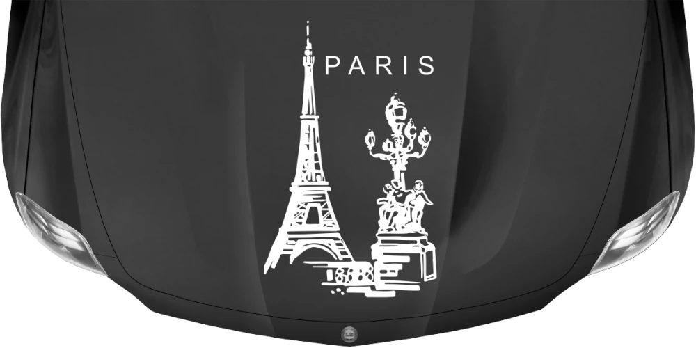 Wohnmobilaufkleber Eiffelturm Paris auf dunkler Motorhaube - Ansicht Farbauswahl Wohnmobilaufkleber Eiffelturm Paris auf dunkler Motorhaube - Ansicht Farbauswahl