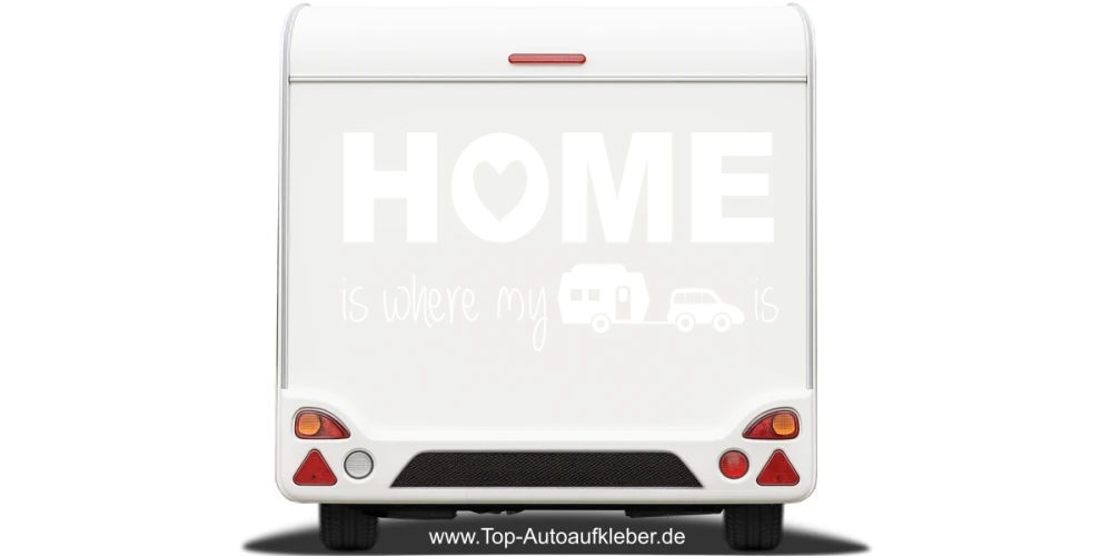 Wohnwagendekor Home auf hellem Heck - Ansicht Farbauswahl Wohnwagendekor Home auf hellem Heck - Ansicht Farbauswahl