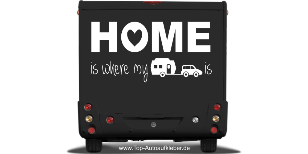 Wohnwagendekor Home auf dunklem Heck - Ansicht Farbauswahl Wohnwagendekor Home auf dunklem Heck - Ansicht Farbauswahl