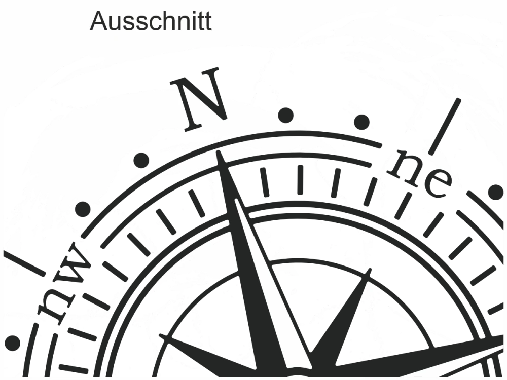 Wohnwagendesign Farbiger Kompass - Ansicht - Ansicht Ausschnitt und Farbauswahl