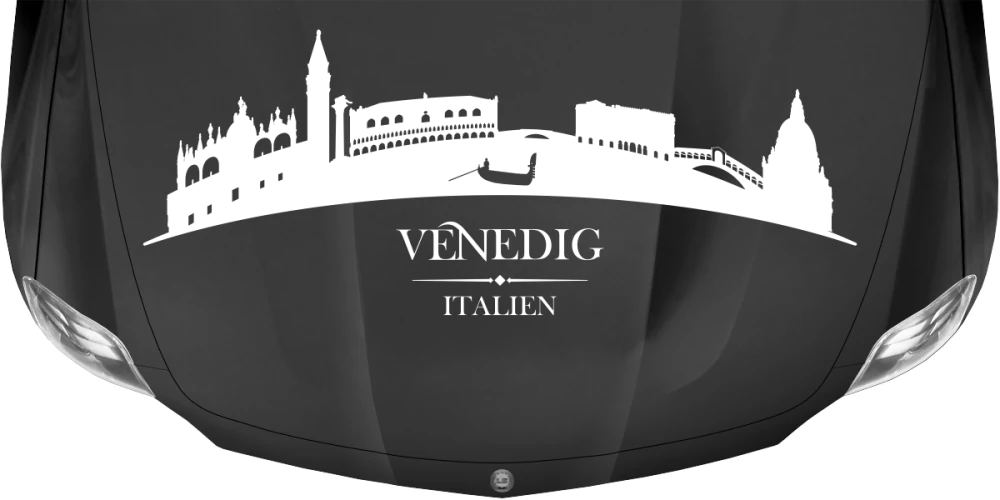 Wohnmobilsticker Skyline Venedig auf dunkler Motorhaube - Ansicht Farbauswahl