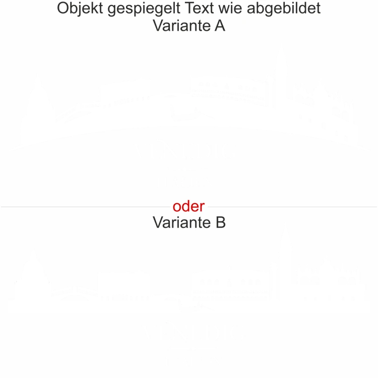 Wohnmobilsticker Skyline Venedig - Ansicht Ausrichtung mit Farbauswahl und Variante